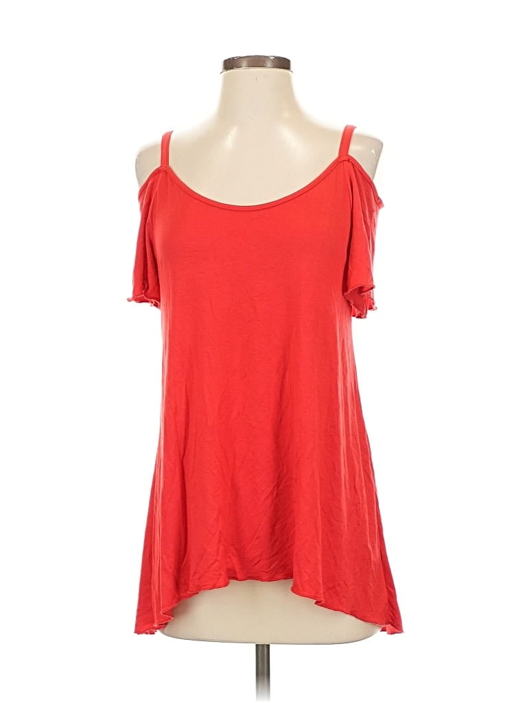Pre-owned Boston Proper Tank Top Red Cold Shoulder Neckline Tops