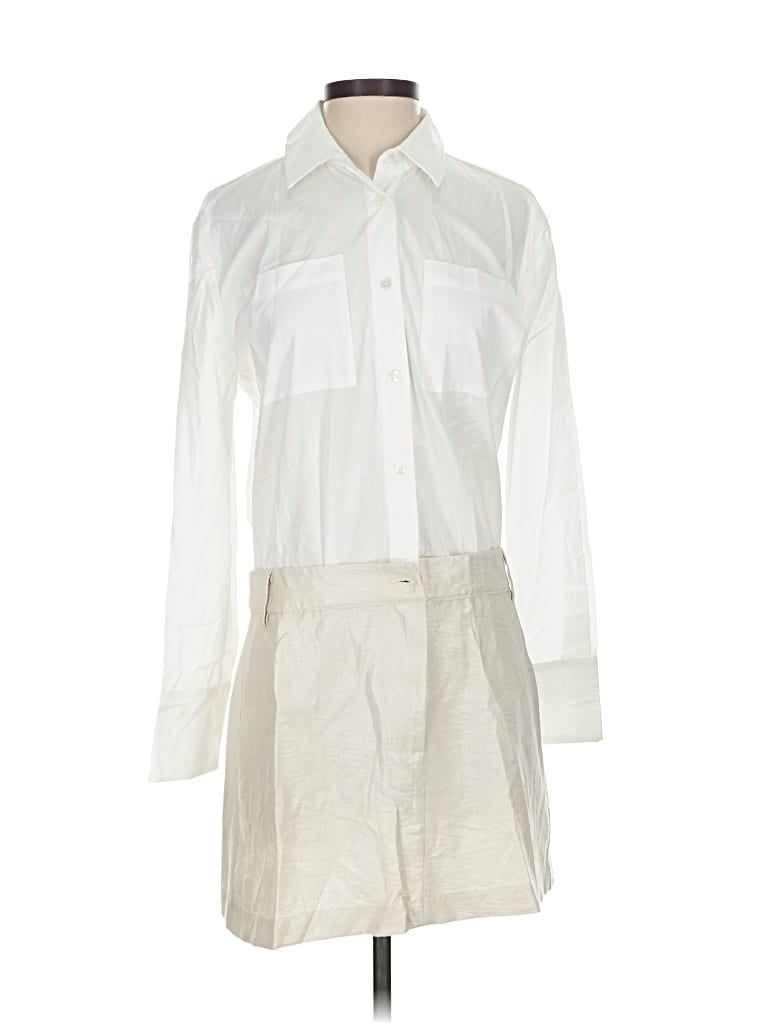 Vicolo 3/4 Sleeve Button Down Shirt In White