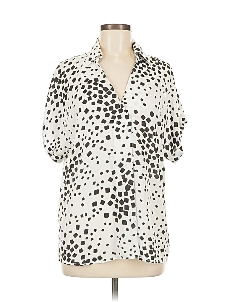 Pre-owned Cabi Short Sleeve Blouse In White