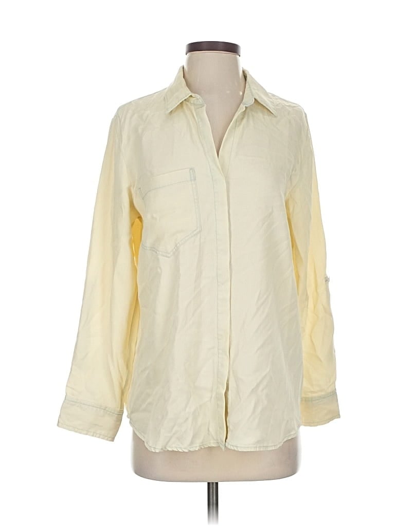 Pre-owned Soft Surroundings 3/4 Sleeve Button Down Shirt In Yellow