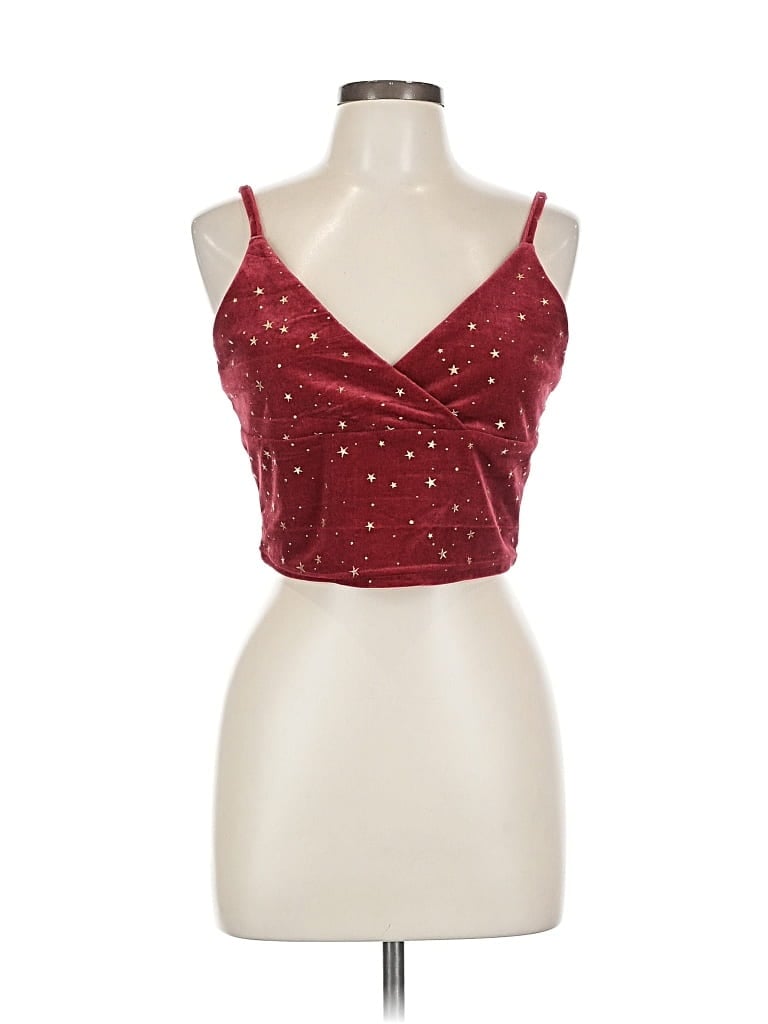 Pre-owned Romwe Tank Top Burgundy Strapless Neckline Tops