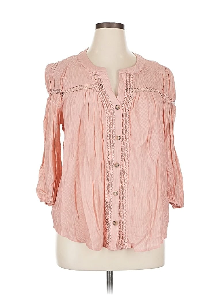 Pre-owned Peach 3/4 Sleeve Blouse In Pink