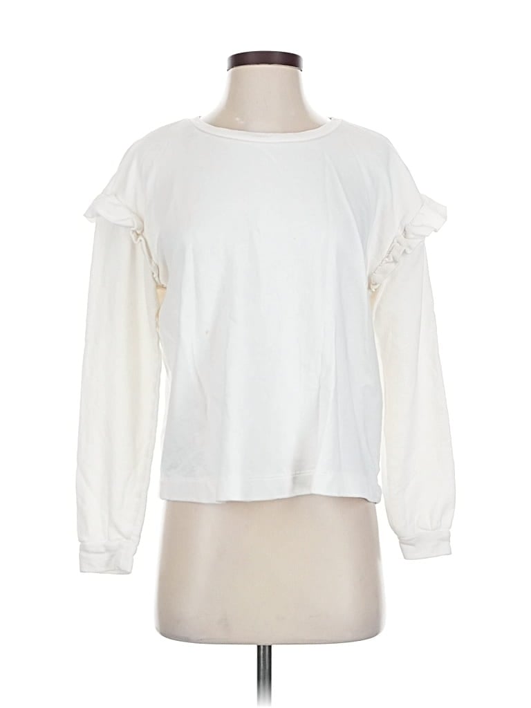 Pre-owned Ann Taylor Loft Long Sleeve T-shirt In White