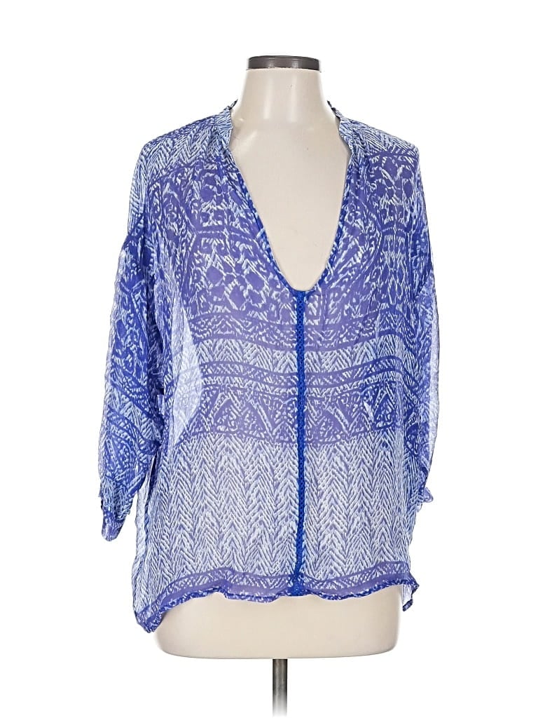Pre-owned Vix By Paula Hermanny 3/4 Sleeve Blouse In Blue