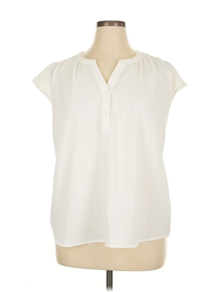 Pre-owned Simply Vera Vera Wang Short Sleeve Blouse In White