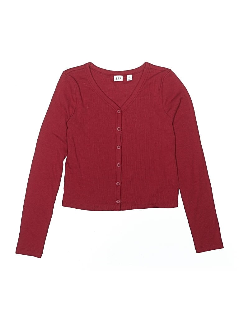 Pre-owned Gap Kids' Long Sleeve Top Burgundy Sweetheart Neckline Tops