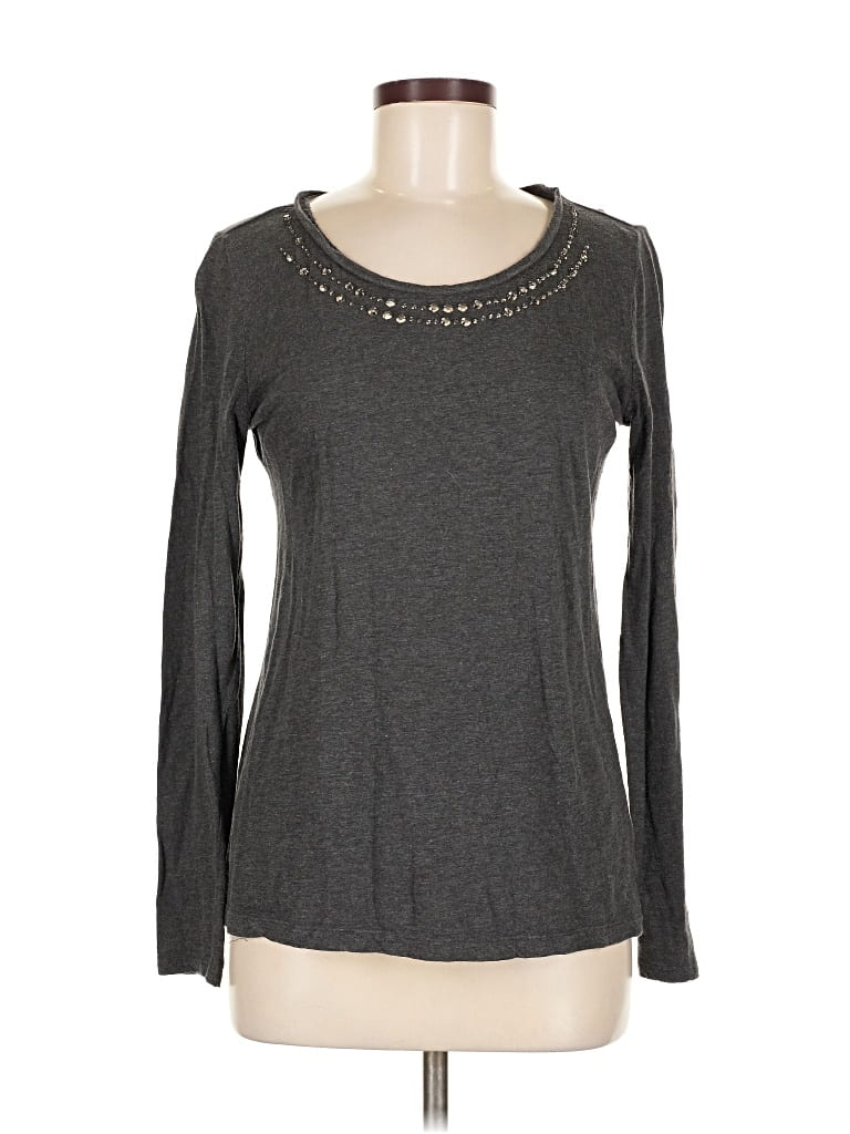 Pre-owned Ann Taylor Loft Outlet Long Sleeve T-shirt In Gray