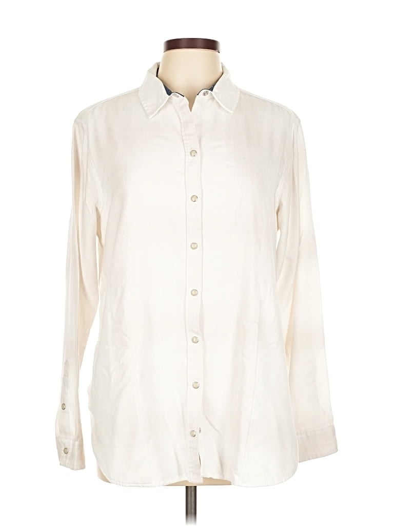 Pre-owned Jachs Girlfriend Long Sleeve Button Down Shirt In White