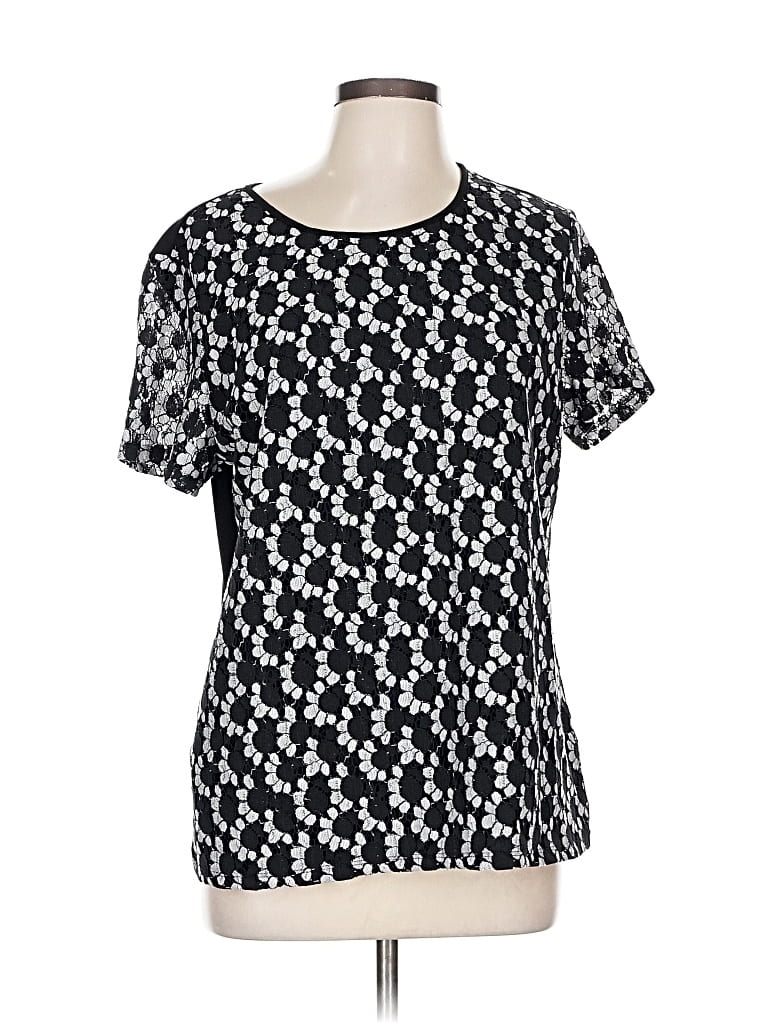 TOMMY HILFIGER Pre-owned Short Sleeve Top Black Keyhole Neckline Tops