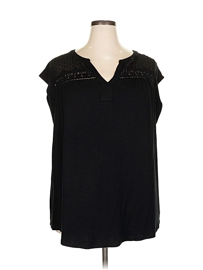 Pre-owned Daniel Rainn Short Sleeve Blouse In Black