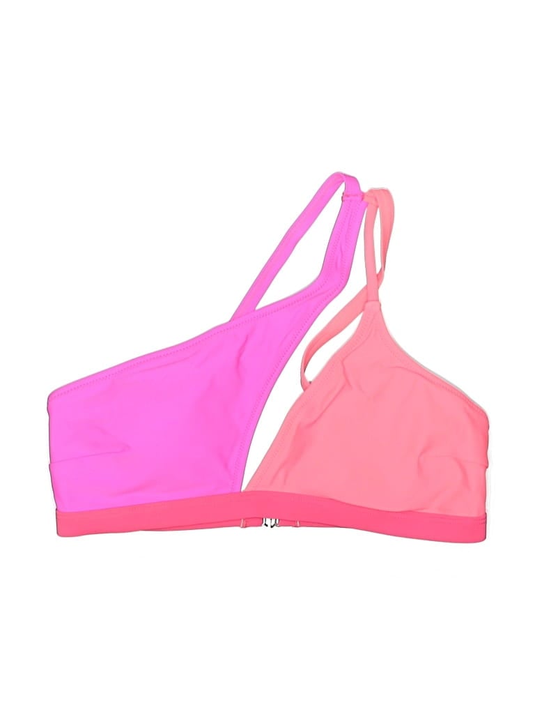 Pre-owned Popvil Swimsuit Top Pink Color Block Pattern Swimwear