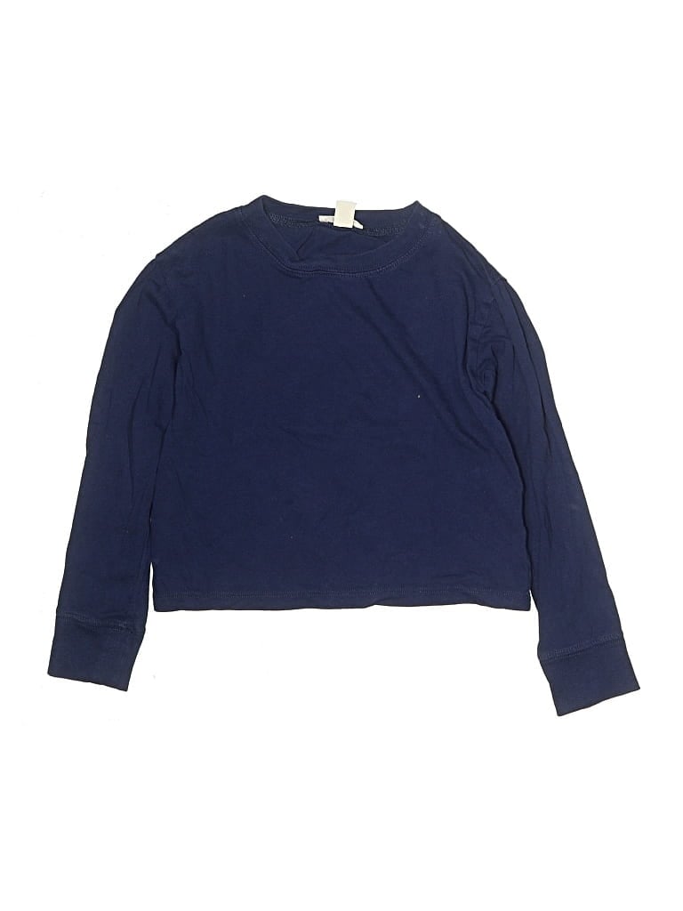 Pre-owned Crewcuts Kids' Long Sleeve Top Blue Crew Neck Tops