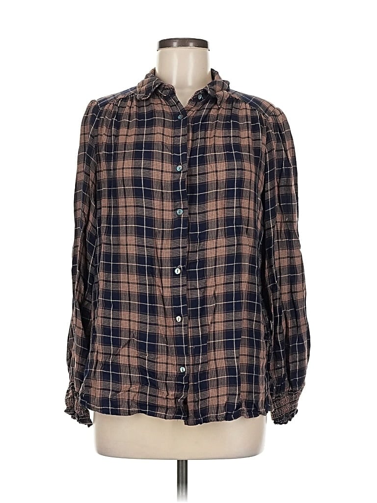 Pre-owned Max Studio Long Sleeve Button Down Shirt In Brown