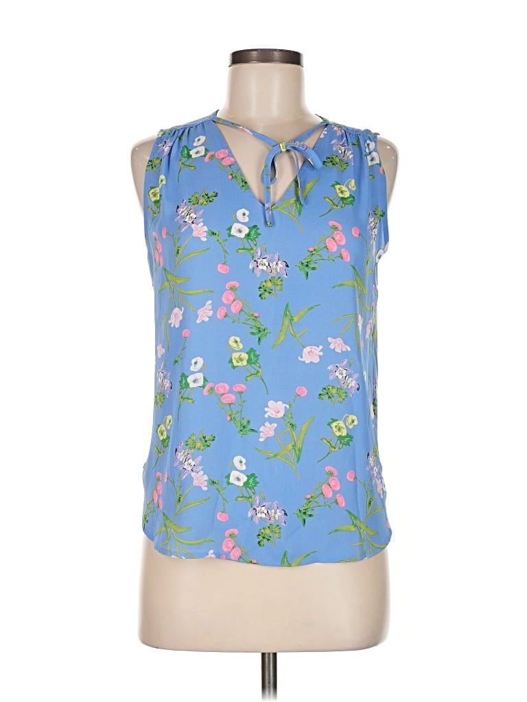Pre-owned Ann Taylor Loft Sleeveless Blouse In Blue
