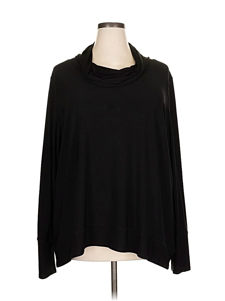 Pre-owned Attitudes By Renee Long Sleeve Top Black Cowl Neck Tops