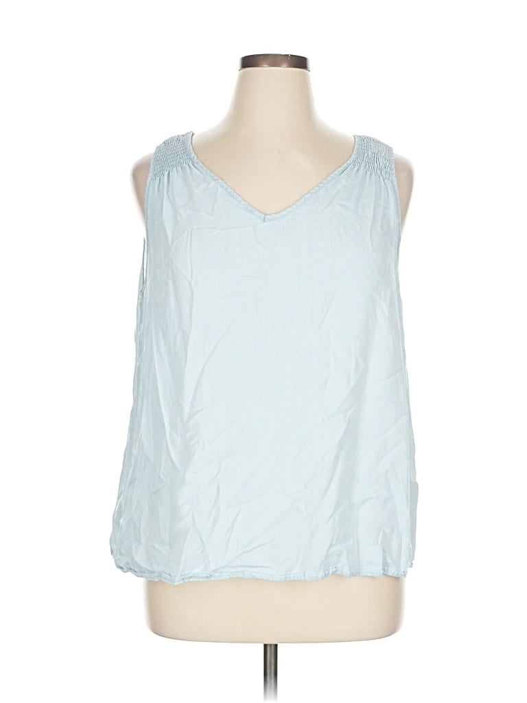 Pre-owned Time And Tru Tank Top Blue Halter Neckline Tops