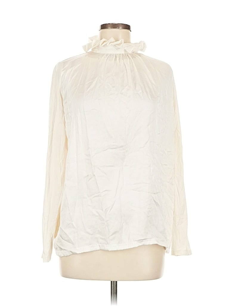 Pre-owned Banana Republic Factory Store Long Sleeve Blouse In White