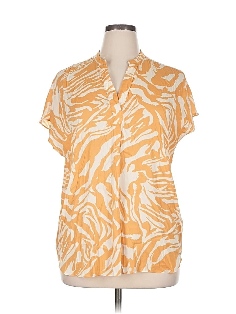 Pre-owned Rachel Rachel Roy Short Sleeve Blouse In Orange