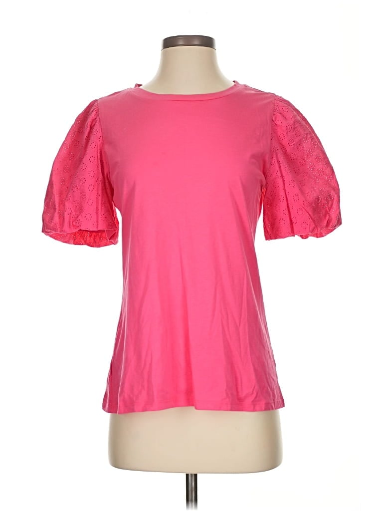 ANN TAYLOR Pre-owned Short Sleeve Top Pink Crew Neck Tops