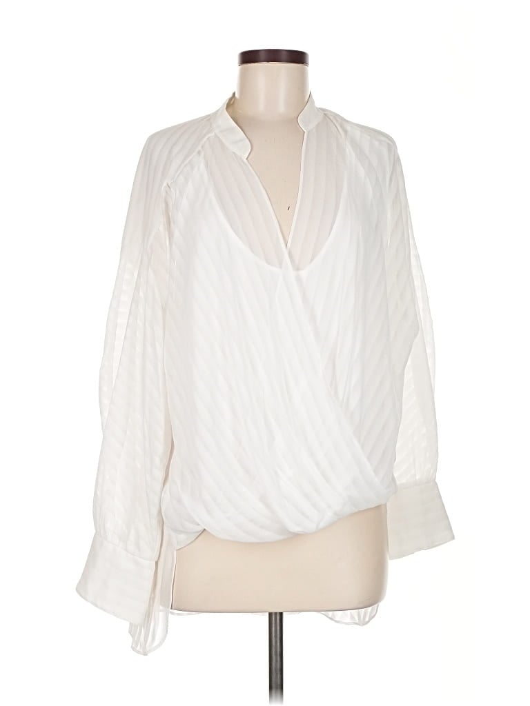 Pre-owned Bcbgmaxazria Long Sleeve Blouse In White