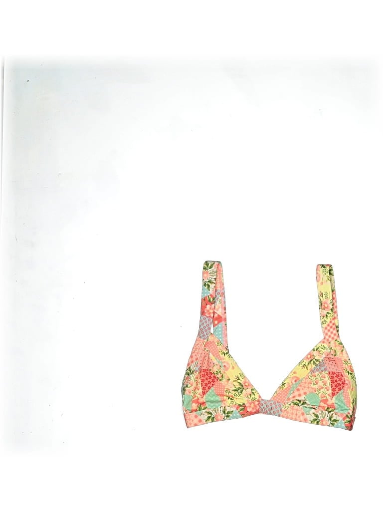 Pre-owned Oneonone Swimsuit Top Orange Floral Pattern Swimwear