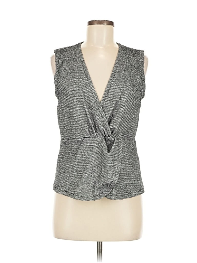 Pre-owned J.crew 365 Sleeveless Top Gray Plunge Neckline Tops