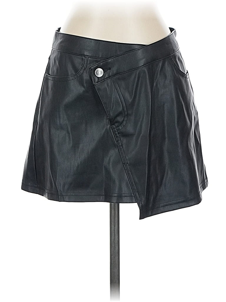 Pre-owned Future Collective Faux Leather Skirt In Black