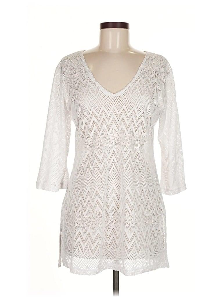 J VALDI Pre-owned 3/4 Sleeve Top White V Neck Tops