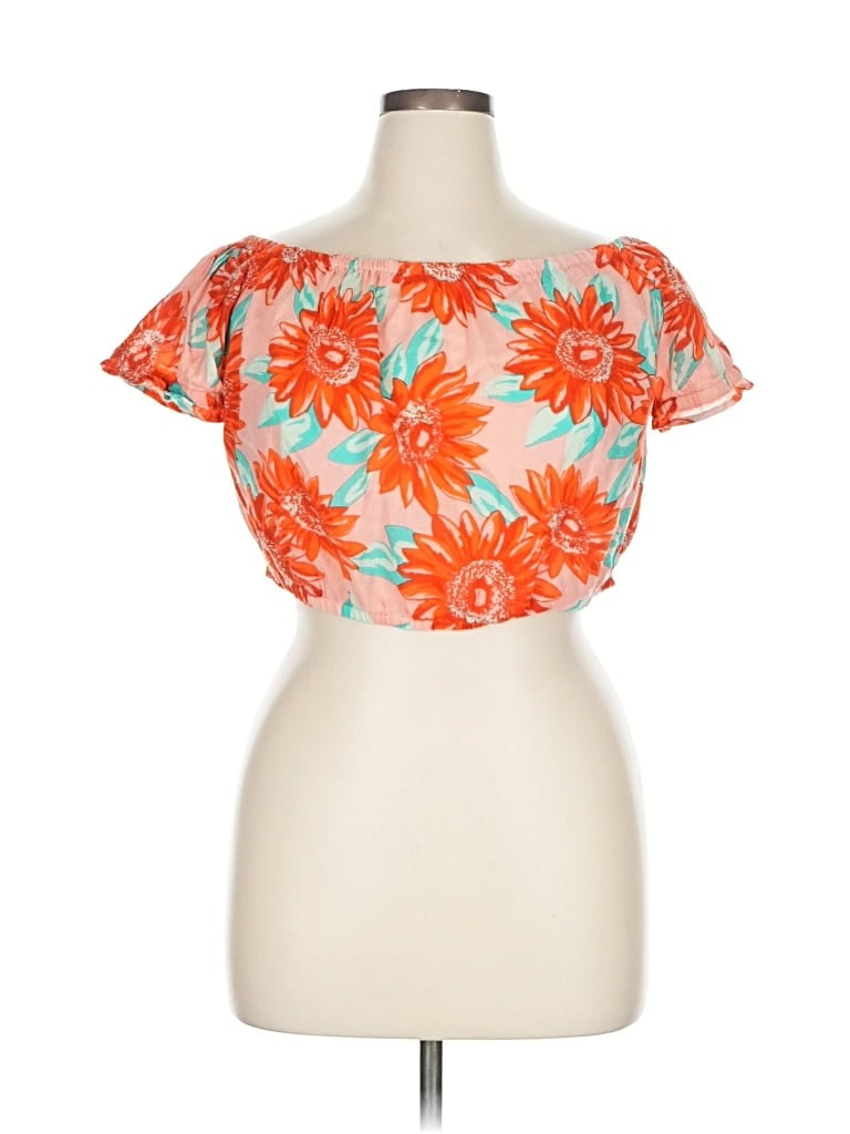 Pre-owned Aerie Short Sleeve Blouse In Orange