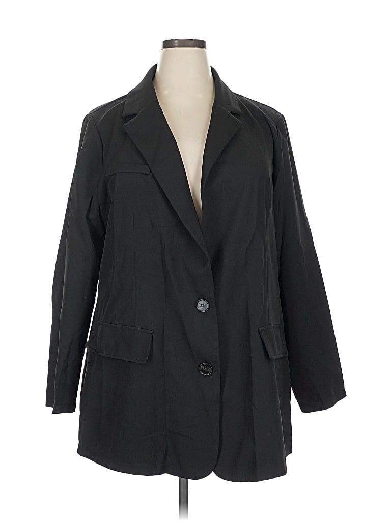 Pre-owned Shein Curve Blazer Jacket In Black