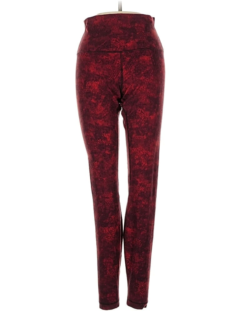 Pre-owned Lululemon Athletica Leggings In Burgundy