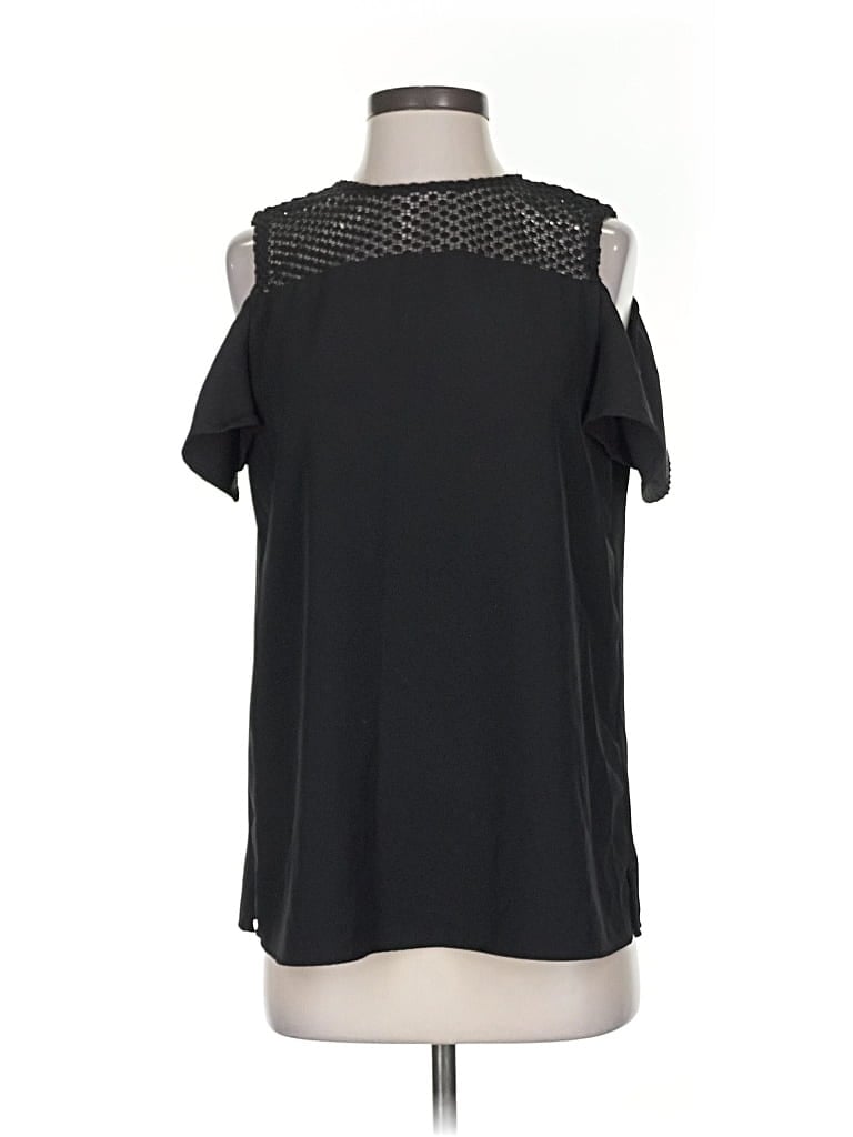 Pre-owned Calvin Klein Short Sleeve Top Black Cold Shoulder Neckline Tops