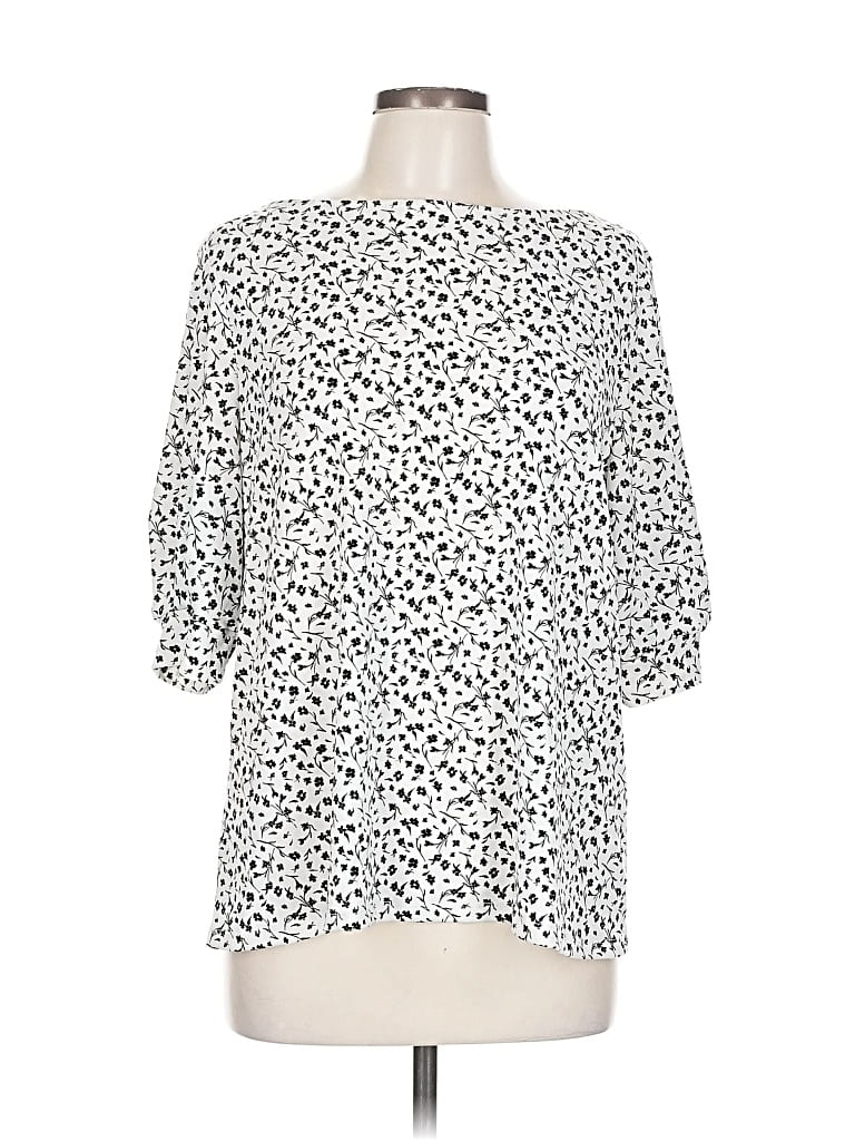 Pre-owned H&m 3/4 Sleeve Blouse In White