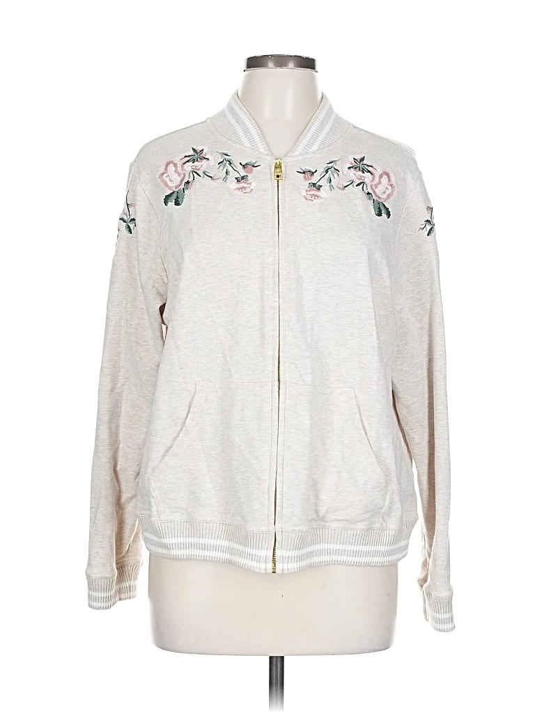 Pre-owned Assorted Brands Zip Up Hoodie In White