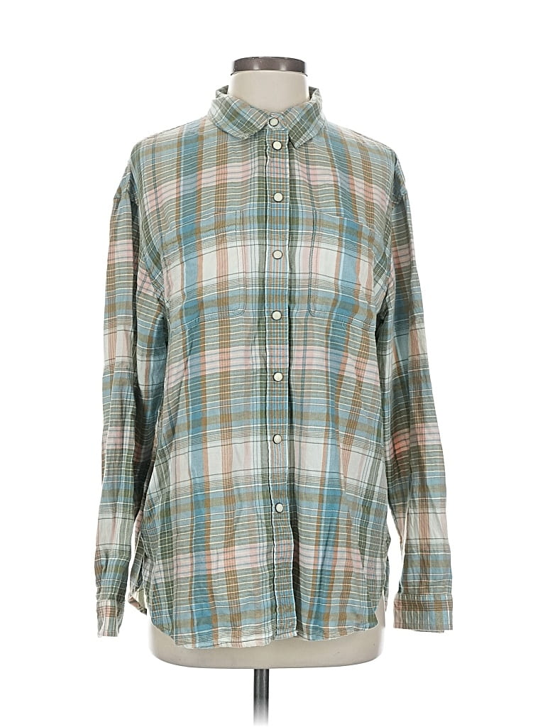 Pre-owned American Eagle Outfitters Long Sleeve Button Down Shirt In Green