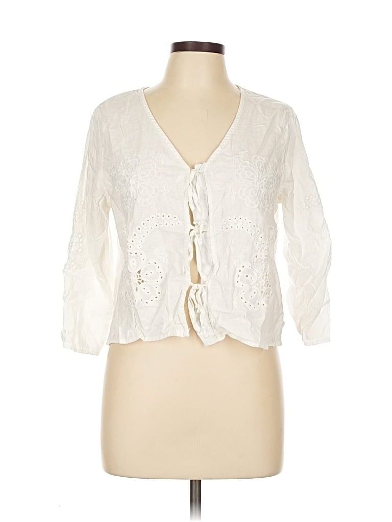 Pre-owned Christian Siriano New York 3/4 Sleeve Blouse In White