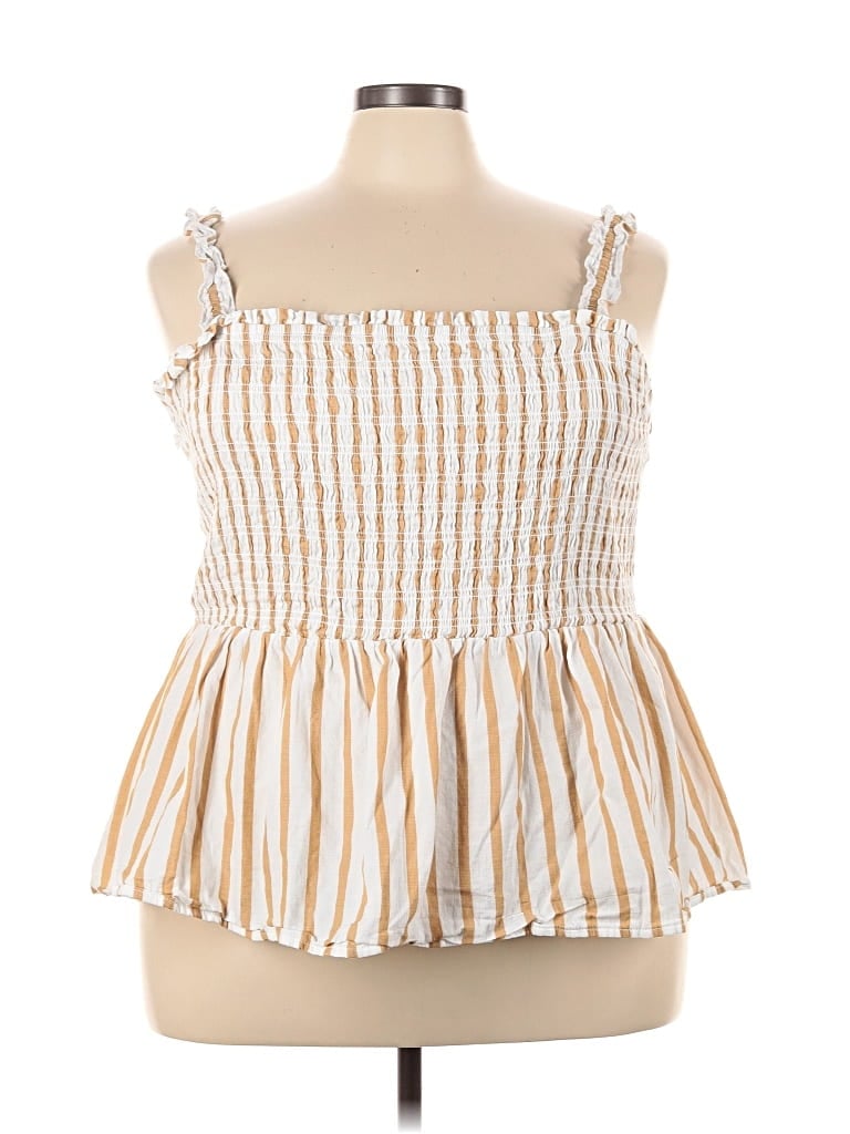 Pre-owned Ava & Viv Sleeveless Blouse In White