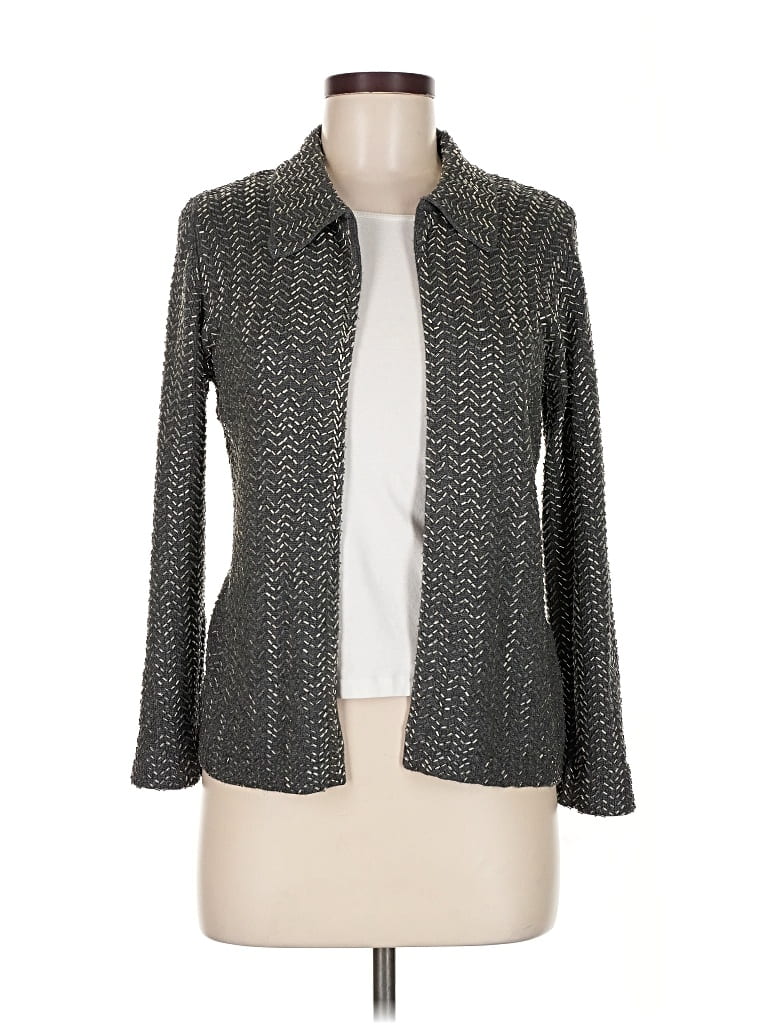 Pre-owned Sigrid Olsen Cardigan Sweater In Gray