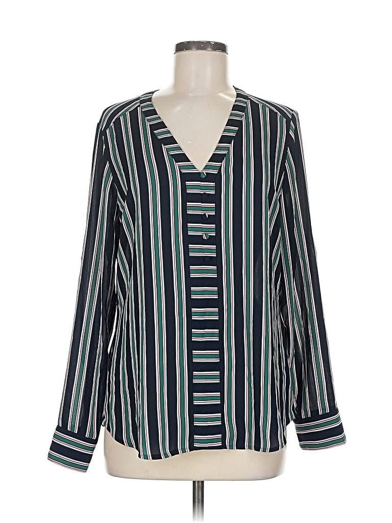 EXPRESS Pre-owned Long Sleeve Blouse In Blue