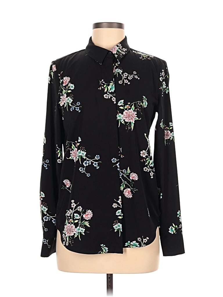 Pre-owned H&m Long Sleeve Blouse In Black