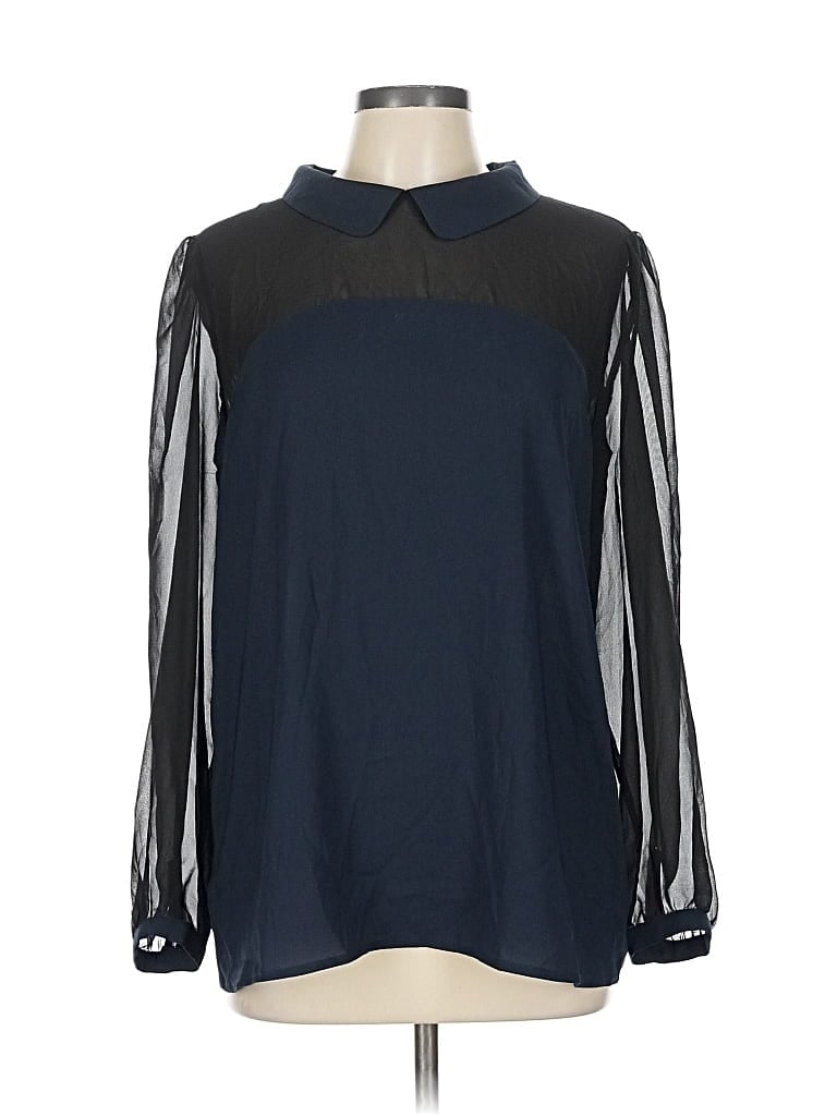 Pre-owned Ann Taylor Long Sleeve Blouse In Blue