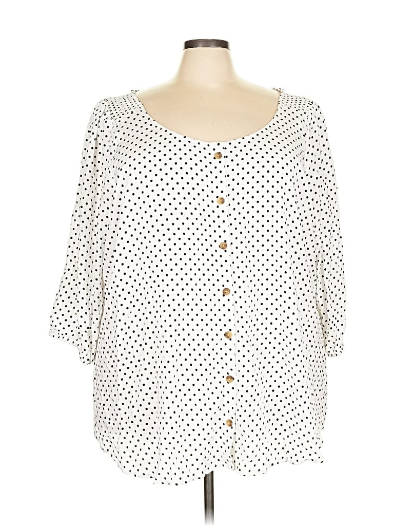 Pre-owned Torrid 3/4 Sleeve Blouse In White
