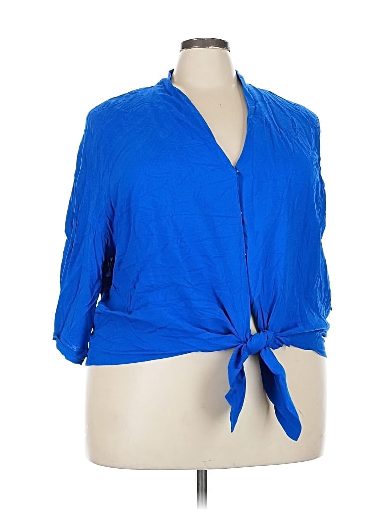 INC INTERNATIONAL CONCEPTS Pre-owned 3/4 Sleeve Blouse In Blue
