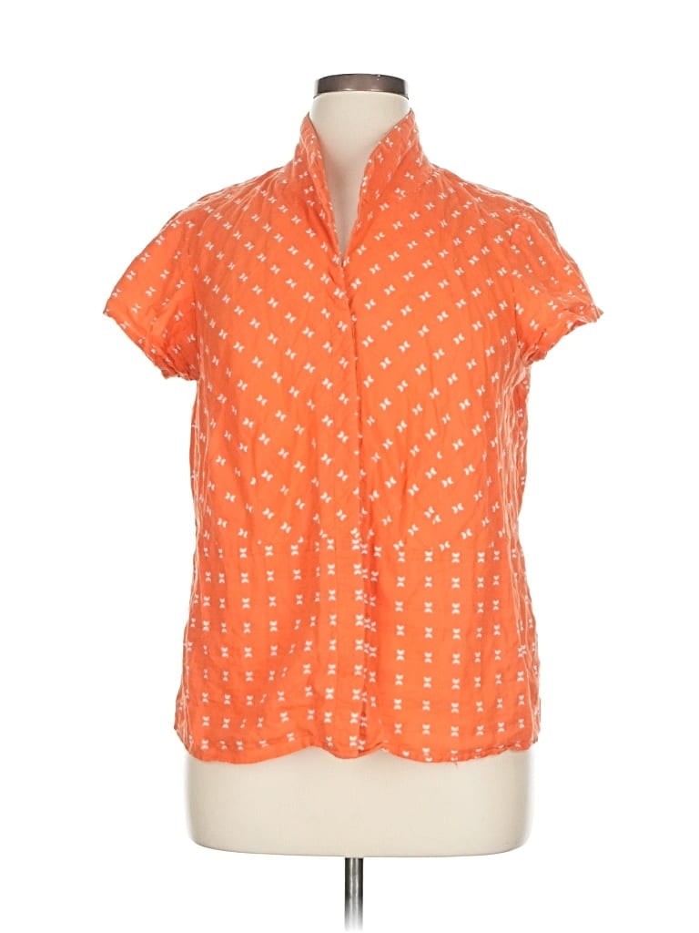 Pre-owned Coldwater Creek Short Sleeve Blouse In Orange