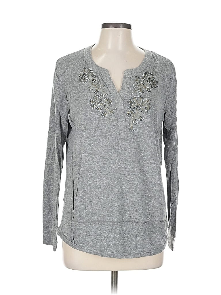 Pre-owned Akemi + Kin Long Sleeve Henley Shirt In Gray