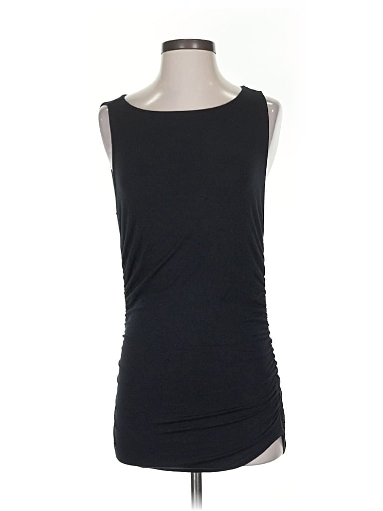 Pre-owned Halogen Sleeveless Top Black One Shoulder Neckline Tops