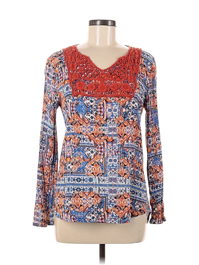 Pre-owned Life Style Long Sleeve Blouse In Blue