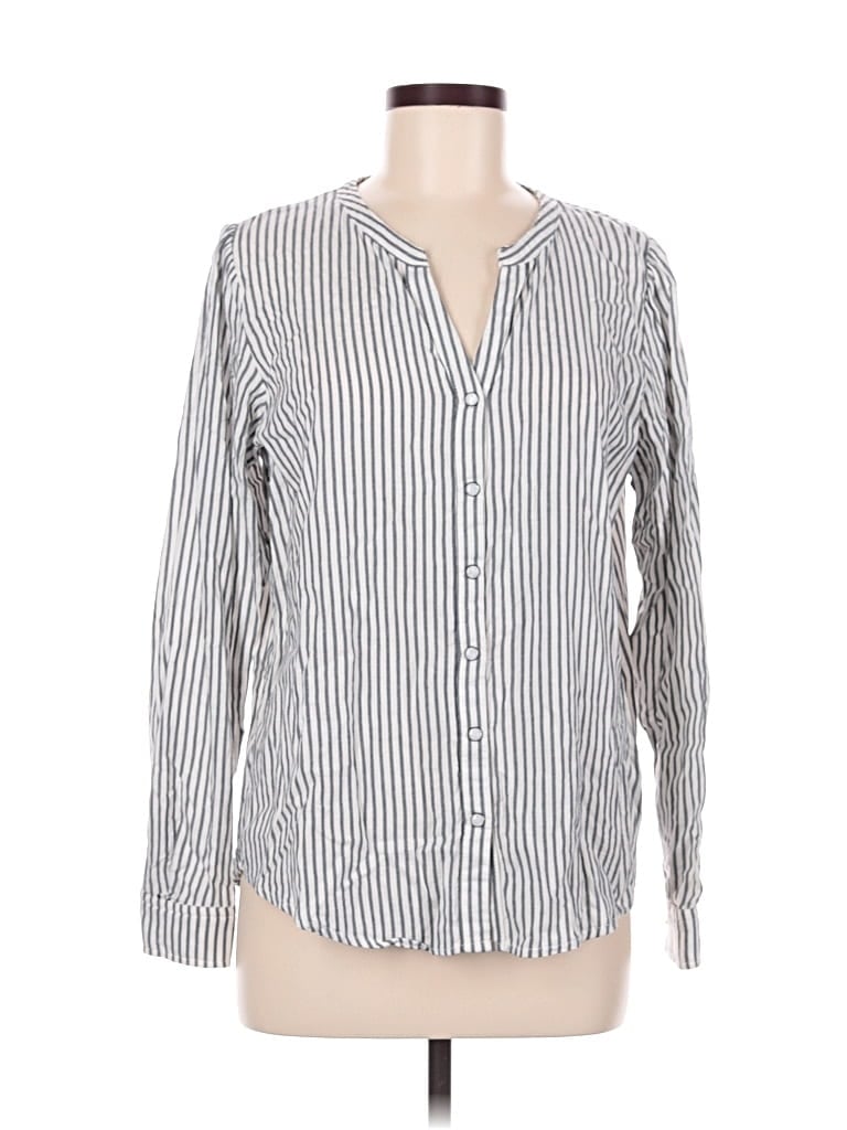 Pre-owned Knox Rose Long Sleeve Blouse In Gray