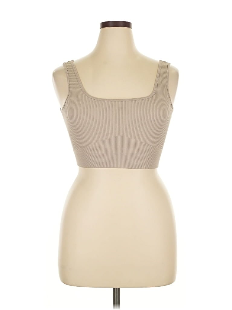 UNBRANDED Pre-owned Tank Top Tan Strapless Neckline Tops In Brown