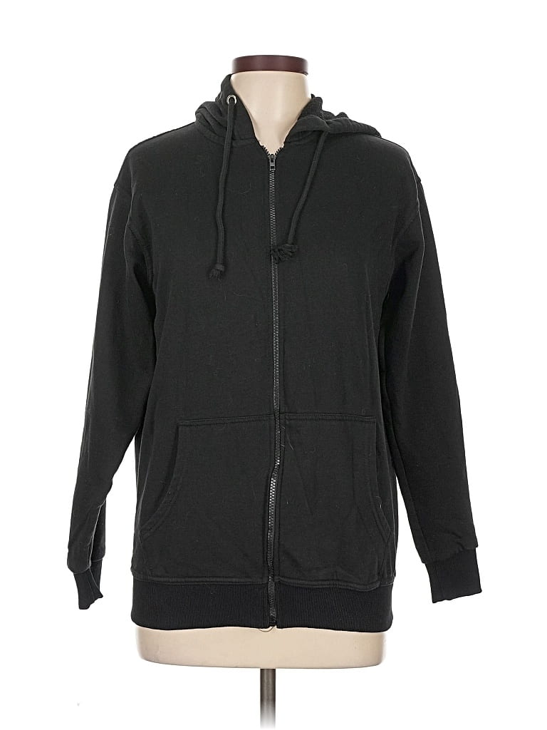 Pre-owned Unbranded Zip Up Hoodie In Black
